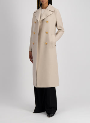 Harris Wharf London Military Coat In Pressed Wool Almond 120 Mlk