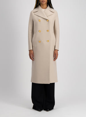 Harris Wharf London Military Coat In Pressed Wool Almond 120 Mlk