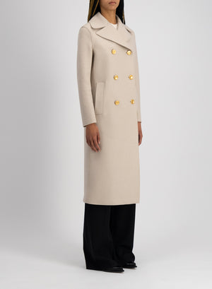 Harris Wharf London Military Coat In Pressed Wool Almond 120 Mlk