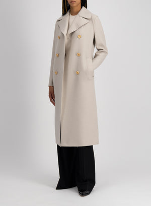 Harris Wharf London Military Coat In Pressed Wool Cream 412 Mlk