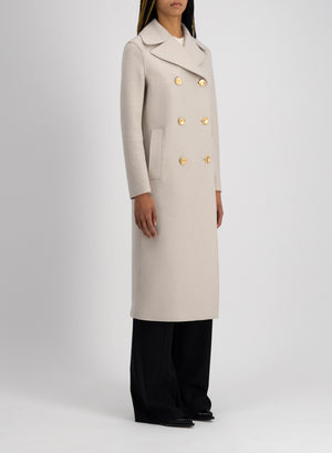 Harris Wharf London Military Coat In Pressed Wool Cream 412 Mlk