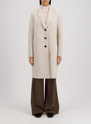 Harris Wharf London Overcoat Boiled Wool Oat Melange 410 Tmlc