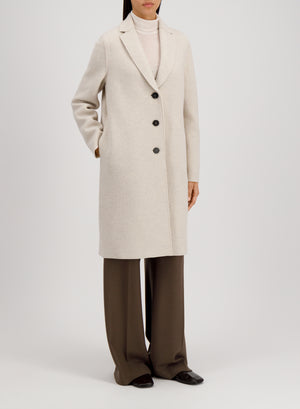Harris Wharf London Overcoat Boiled Wool Oat Melange 410 Tmlc