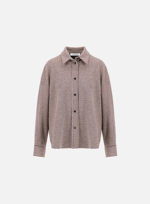 harris wharf london Oversized shirt tattersall bordeaux cream tatte gy03 tmgy