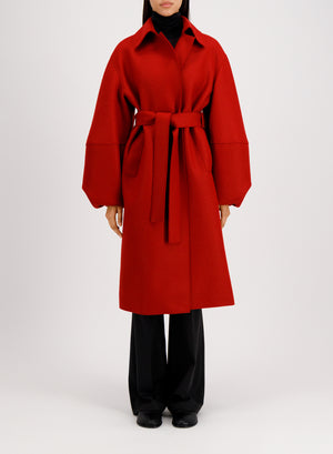 Harris Wharf London Puff Sleeves Coat Pressed Wool Royal Red 544 Tmlk
