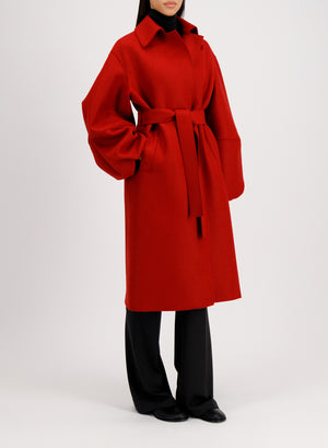 Harris Wharf London Puff Sleeves Coat Pressed Wool Royal Red 544 Tmlk