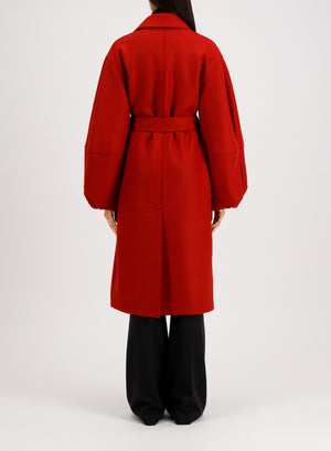 Harris Wharf London Puff Sleeves Coat Pressed Wool Royal Red 544 Tmlk