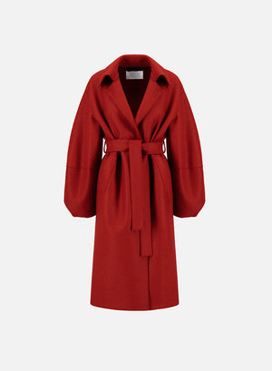 harris wharf london Puff sleeves coat pressed wool royal red 544 tmlk