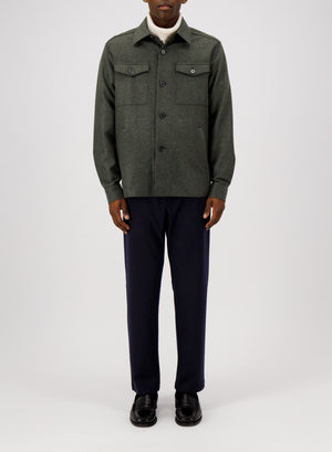 Harris Wharf London Shirt Jacket Flannel Cashmere Crafted With Loro Piana Fabric Dark Khaki 614 Tmpk