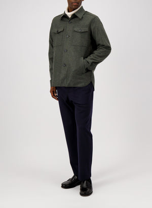 Harris Wharf London Shirt Jacket Flannel Cashmere Crafted With Loro Piana Fabric Dark Khaki 614 Tmpk