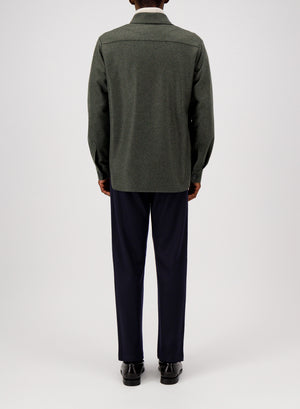 Harris Wharf London Shirt Jacket Flannel Cashmere Crafted With Loro Piana Fabric Dark Khaki 614 Tmpk