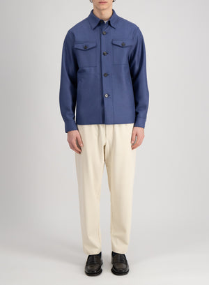 Harris Wharf London Shirt Jacket Pressed Wool New Denim 375 Tmlk