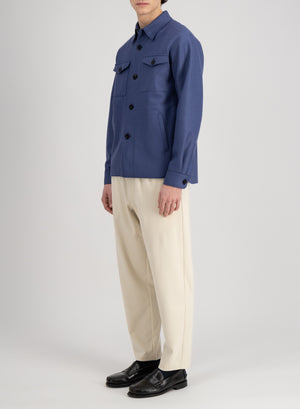 Harris Wharf London Shirt Jacket Pressed Wool New Denim 375 Tmlk