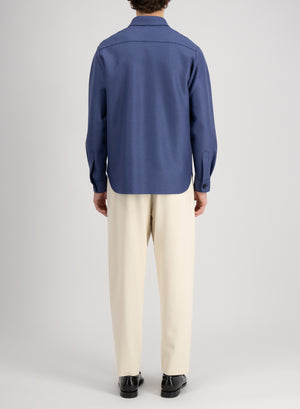 Harris Wharf London Shirt Jacket Pressed Wool New Denim 375 Tmlk