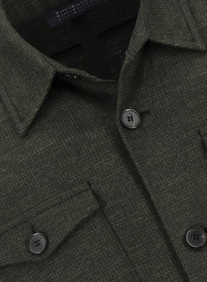Harris Wharf London Shirt Jacket Vitale Barberis Houndstooth Dark Green Va05 Tmva