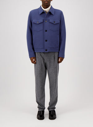 Harris Wharf London Western Jacket Boiled Wool New Denim 375 Tmlc