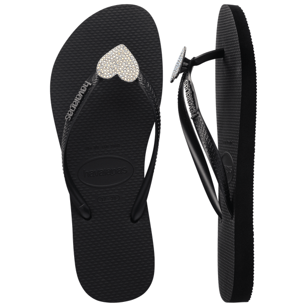 Havaianas Kids' Crystal Charm Slim Flip Flop Black