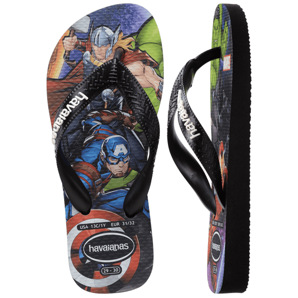 Havaianas Kids' Marvel Top Flip Flops Black