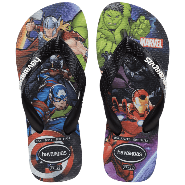 Havaianas Kids' Marvel Top Flip Flops Black