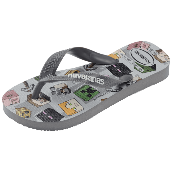 Havaianas Kids' Minecraft Top Flip Flops Steel Grey