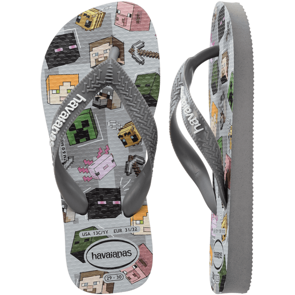 Havaianas Kids' Minecraft Top Flip Flops Steel Grey