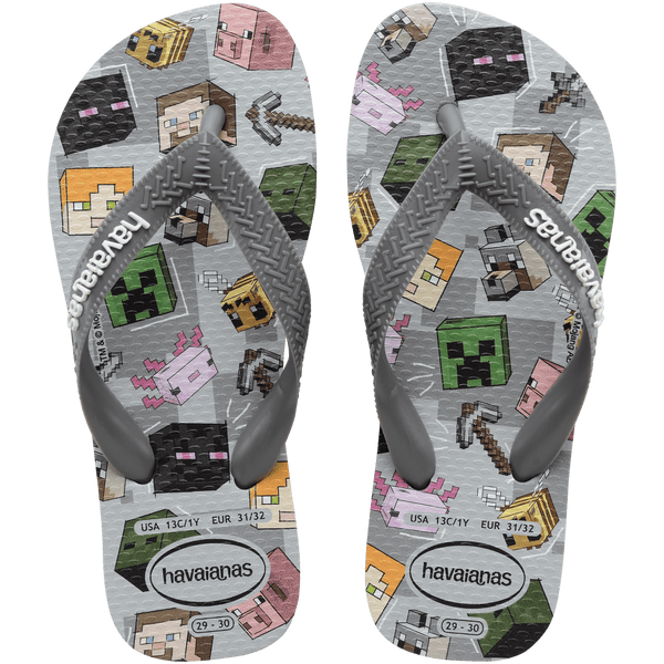 Havaianas Kids' Minecraft Top Flip Flops Steel Grey