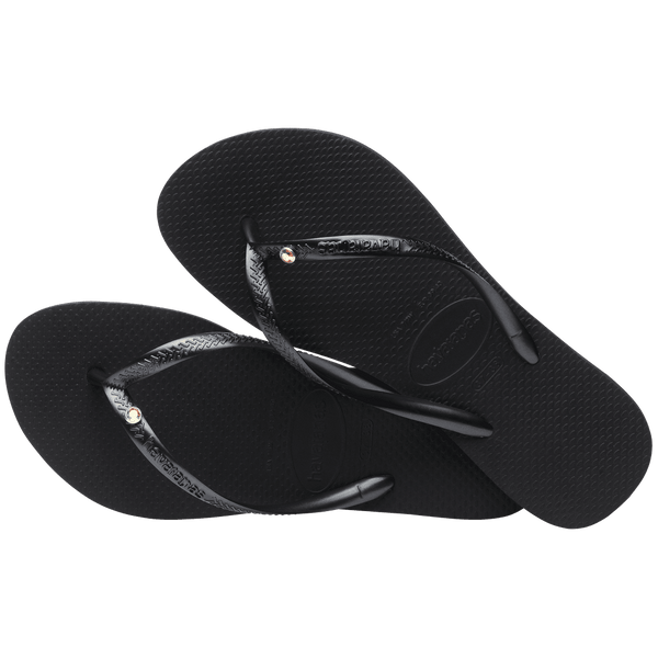Havaianas Kids' Slim Crystal Flip Flops Black