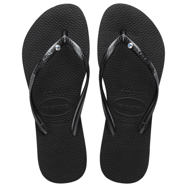 Havaianas Kids' Slim Crystal Flip Flops Black