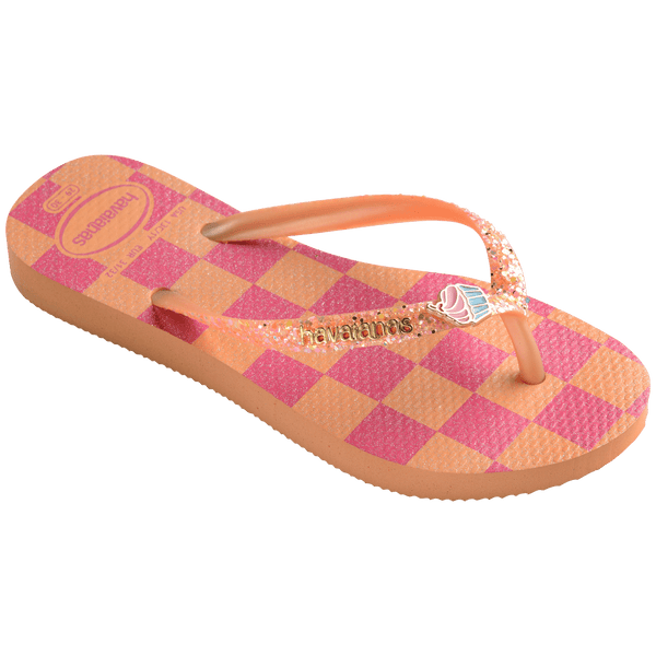 Havaianas Kids' Slim Glitter II Flip Flops Peach