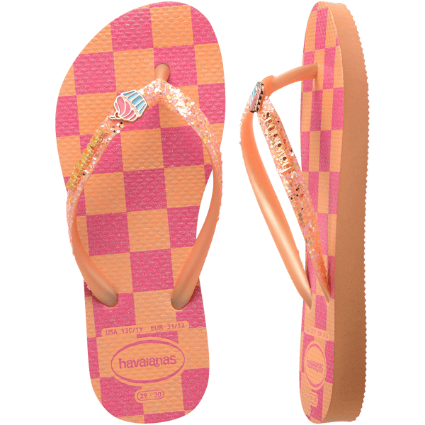 Havaianas Kids' Slim Glitter II Flip Flops Peach