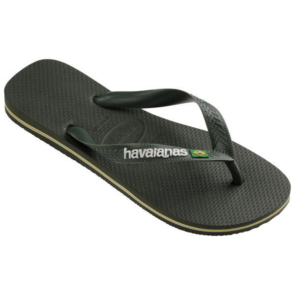 Havaianas Men's Brazil Logo Flip Flops Green Olive