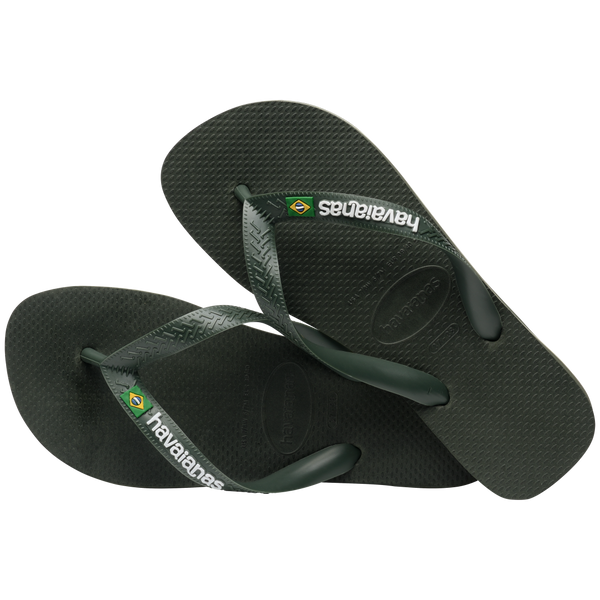 Havaianas Men's Brazil Logo Flip Flops Green Olive