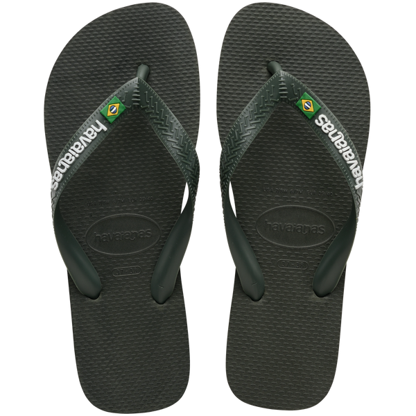 Havaianas Men's Brazil Logo Flip Flops Green Olive