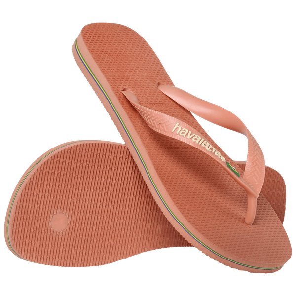 Havaianas Women's Brazil Logo Flip Flops PINK CLAY