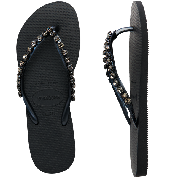 Havaianas Women's Rock Mesh Slim Flip Flops Black