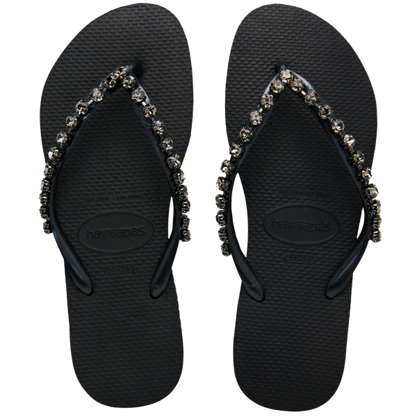 Havaianas Women's Rock Mesh Slim Flip Flops Black