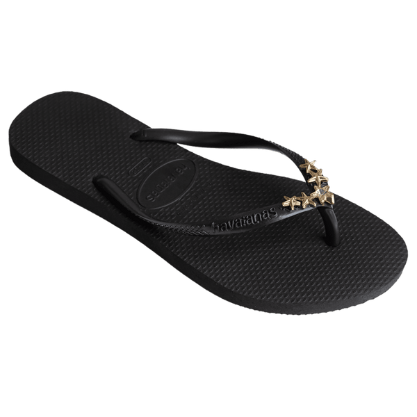 Havaianas Women's Slim Star Flip Flops BLACK STARS