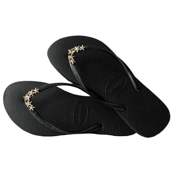 Havaianas Women's Slim Star Flip Flops BLACK STARS