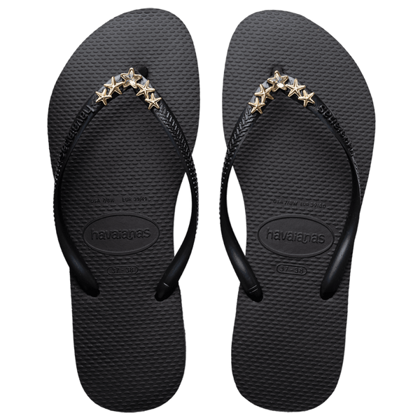 Havaianas Women's Slim Star Flip Flops BLACK STARS