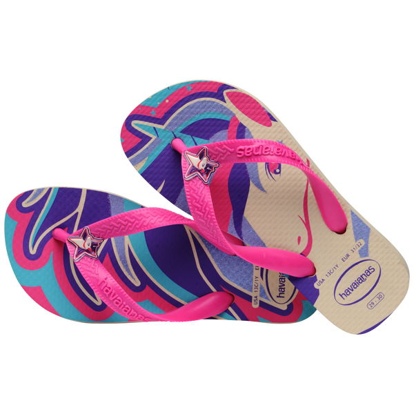 Havaianas Kids' Fantasy Top Flip Flops BEIGE/MAGENTA NEON