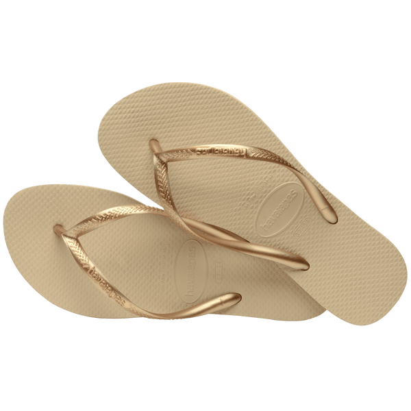 Havaianas Kids' Slim Flip Flops Sand Grey/Light Golden