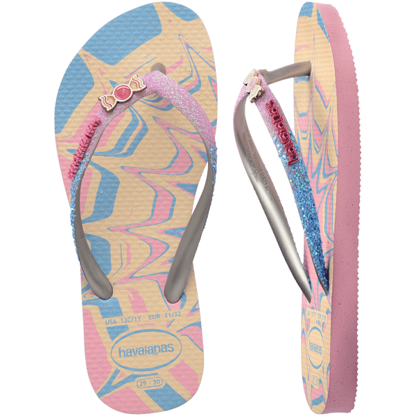 Havaianas Kids' Slim Glitter II Flip Flops PINK GLOW