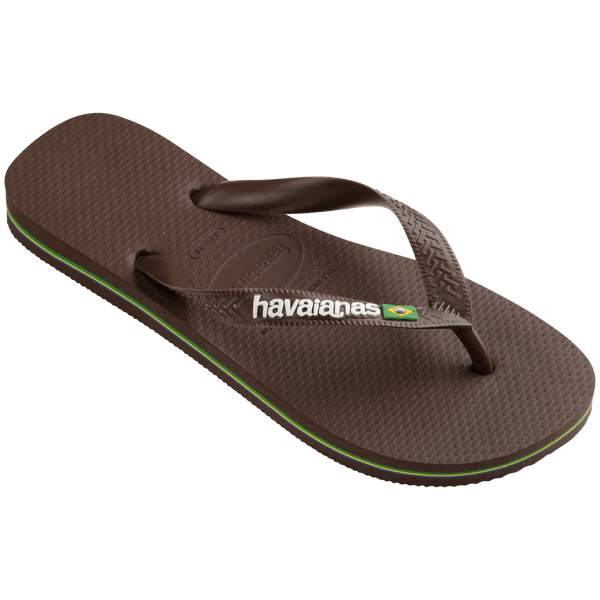 Havaianas Men's Brazil Logo Flip Flops DARK BROWN/WHITE
