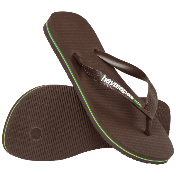 Havaianas Men's Brazil Logo Flip Flops DARK BROWN/WHITE