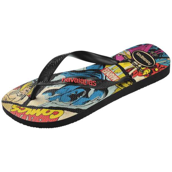 Havaianas Men's Marvel Classics Top Flip Flops Black/Black/Red