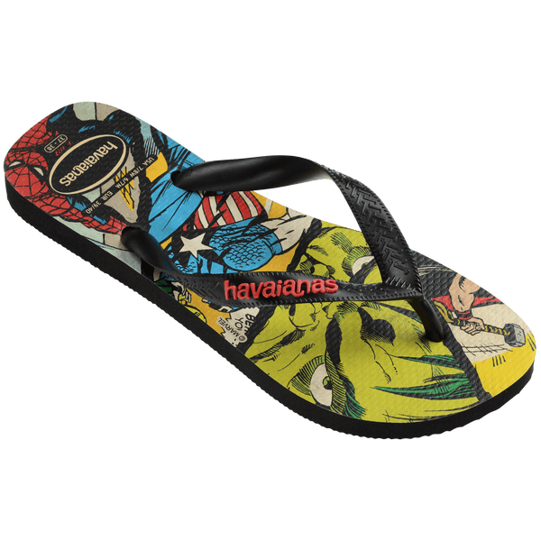 Havaianas Men's Marvel Classics Top Flip Flops Black/Black/Red