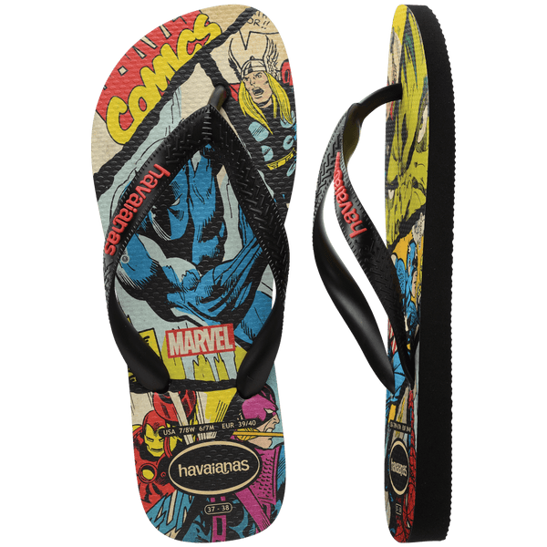 Havaianas Men's Marvel Classics Top Flip Flops Black/Black/Red
