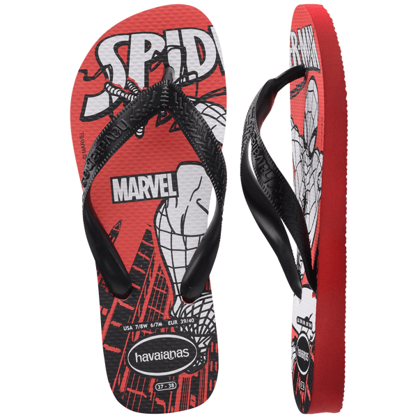 Havaianas Men's Marvel Logomania Top Flip Flops Ruby Red/Black