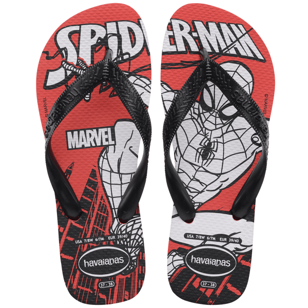 Havaianas Men's Marvel Logomania Top Flip Flops Ruby Red/Black