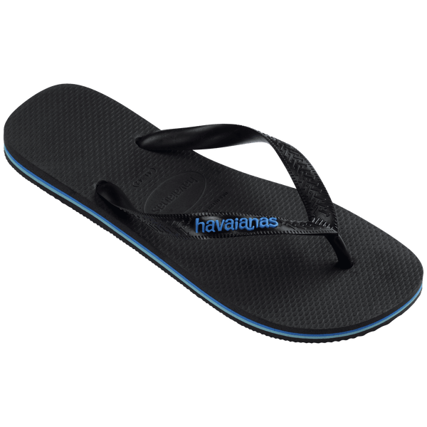 Havaianas Men's Top Logo Filete Flip Flops Black/Black/Blue